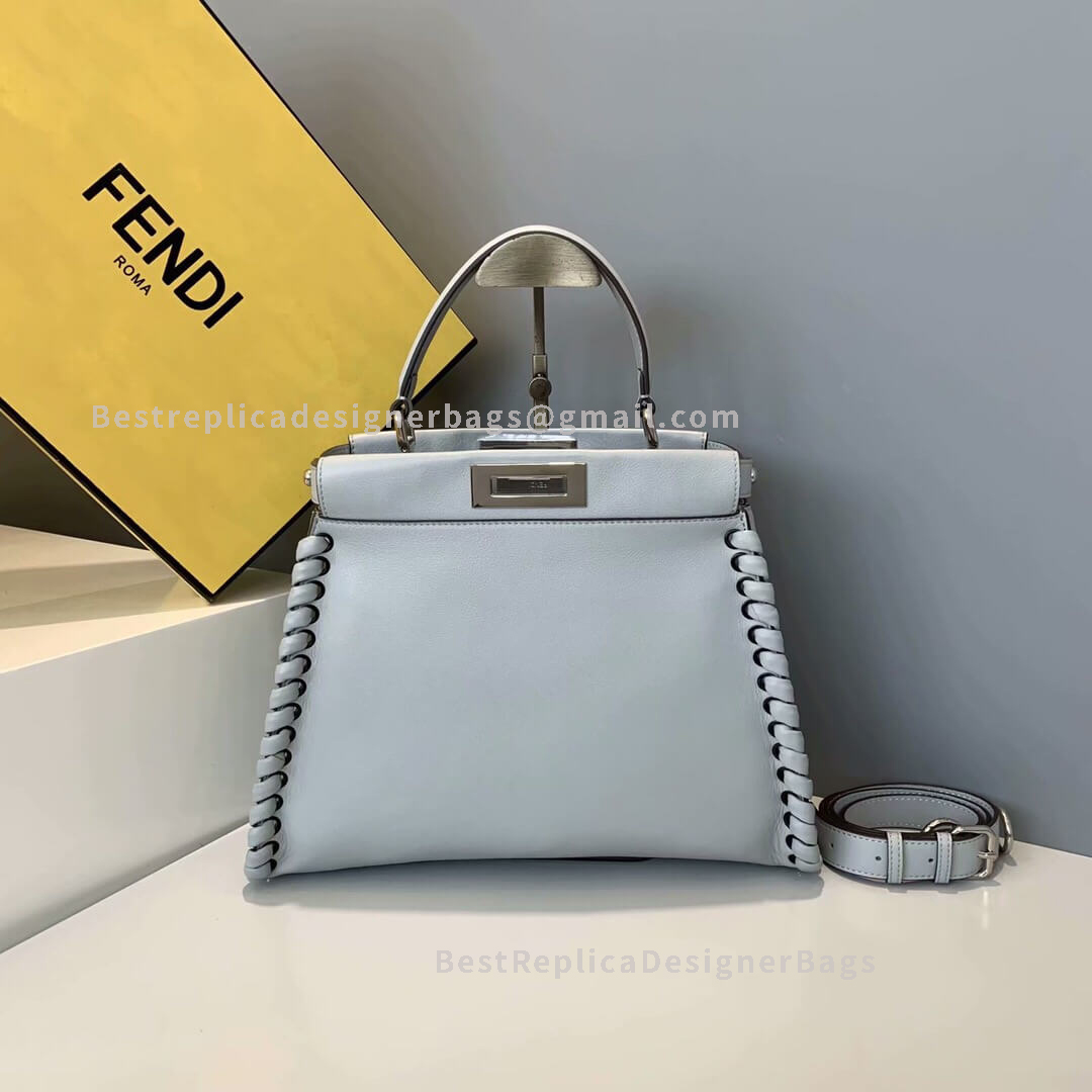 Fendi Peekaboo Iconic Medium Light Grey Leather Bag 9210M